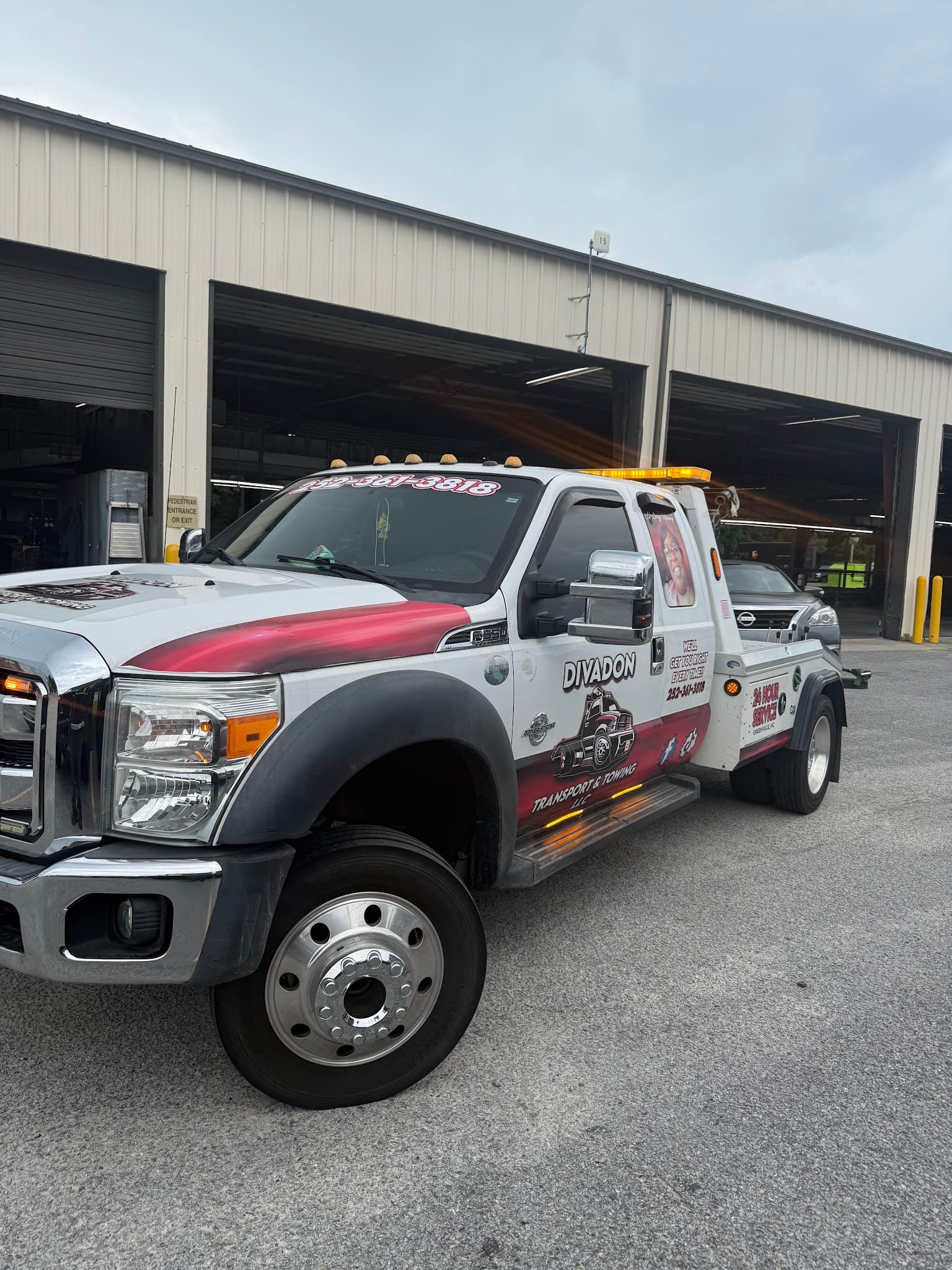 Divadon Transport & Towing wrecker on a service call in Greenville, NC
